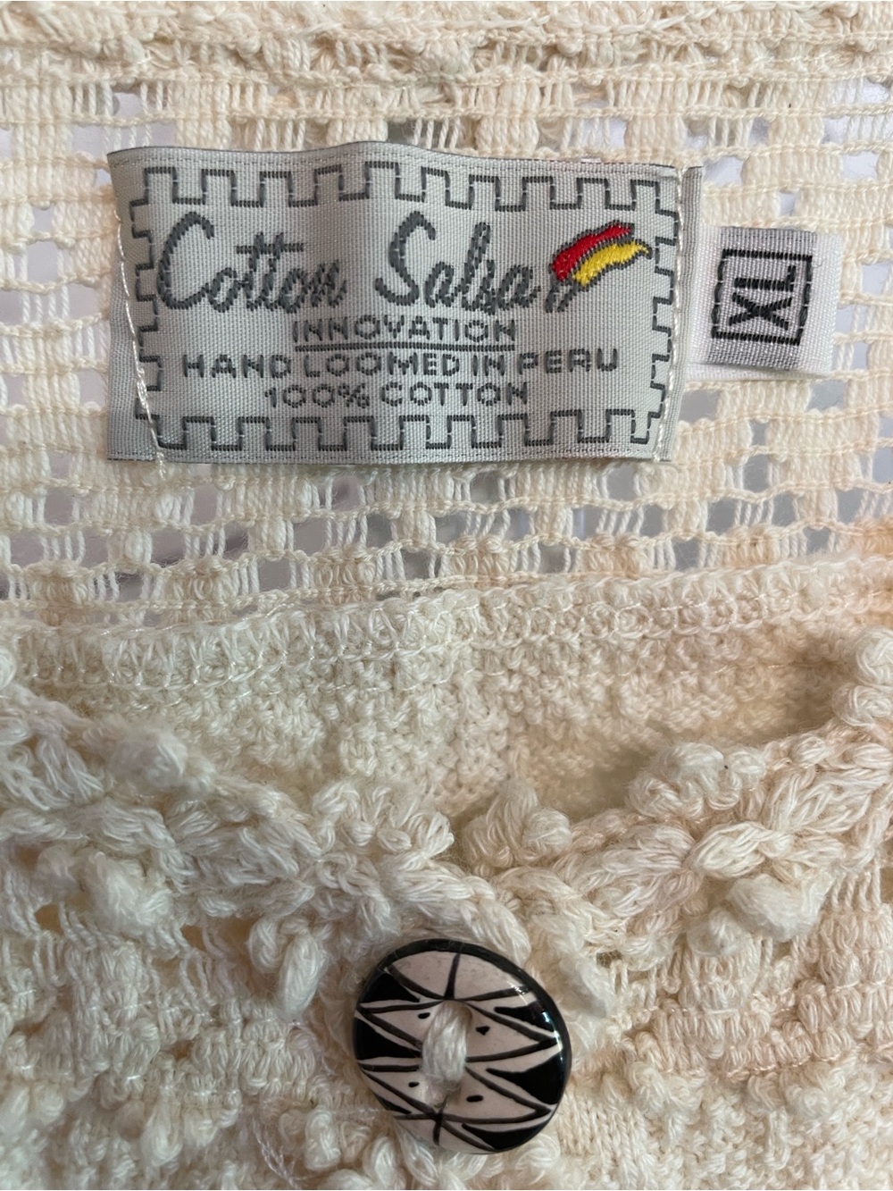 Cotton Salsa- Vintage Hand Loomed Button Front Top size XL - Picture 3 of 6